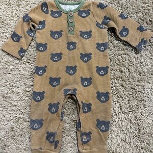 Bear Print Waffle Knit One Piece for Baby - 3-6 mo